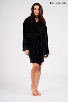Loungeable Black Super-soft Luxury Fleece Hooded Robe with Satin Trims. (L02947) | 34 €