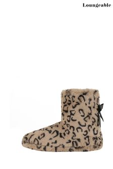 Loungeable Brown Animal Print Bootie Slipper (L05124) | 22 €