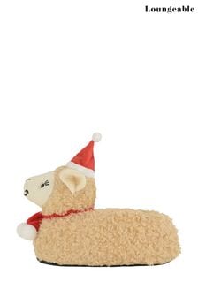 Loungeable Neutral Christmas Llama Novelty Slipper (L05164) | €15.50