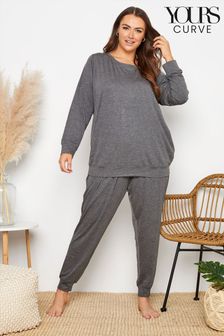 Yours Curve Grey Glitter Soft Touch Lounge Set (L09256) | €31
