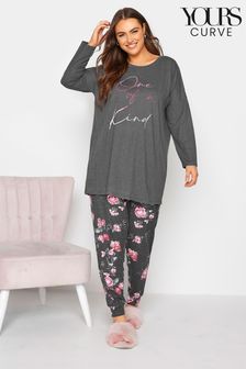 Yours Curve Grey One Of A Kind Floral Lounge Set (L09285) | €31