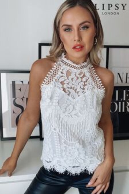 Blanc - Haut dos nu Lipsy Dentelle (L13786) | €39