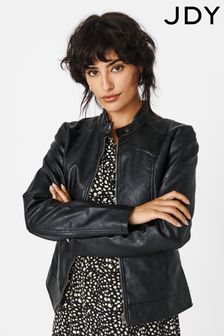 JDY Faux Leather Collarless Jacket
