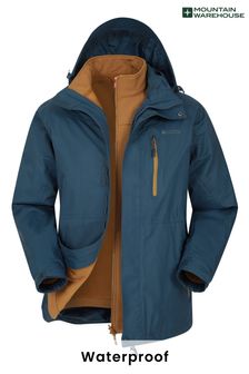 Mountain Warehouse Blue/Tan Bracken Extreme 3 In 1 Mens Waterproof Jacket (L16501) | ₪ 608