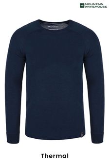 Granatowy - Ciepła męska bluza Mountain Warehouse Merino z długim rękawem (L16840) | 219 zł