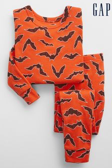 Gap Orange Organic Cotton Halloween Bat Print Pyjamas (L18380) | €19.50