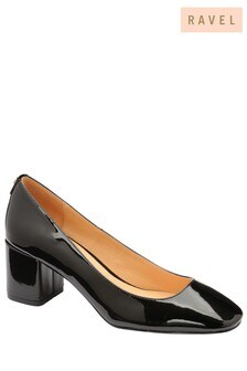 Ravel Black Block Heel Court Shoe (L19039) | SGD 111