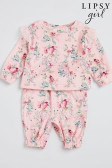 Lipsy Pink Baby Velour Frill Set (L19254) | INR 2,013 - INR 2,214