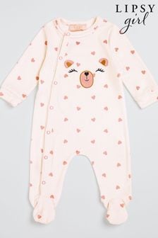 Lipsy White Velour Bear Sleepsuit (L19267) | €15.50 - €16.50