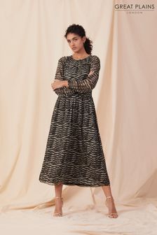 Платье с круглым вырезом С длинными рукавами Миди Great Plains (L21312) | €51