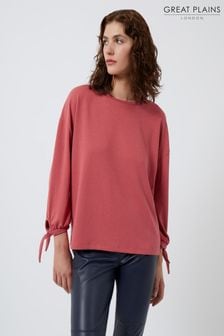 Great Plains Red Soft Feel Jersey Long Sleeve Round Neck Top (L21626) | €20
