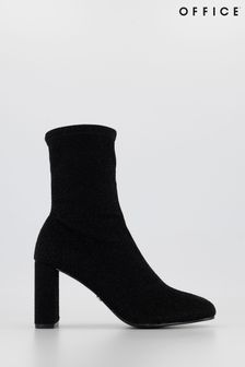 Office Black Glitter Shimmer Block Heel Ankle Boot (L21941) | €42