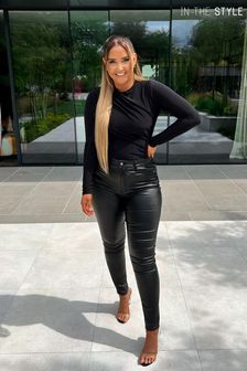 In The Style Black Coated Jac Jossa Shaper Stretch High Waisted Jeans (L24037) | $58