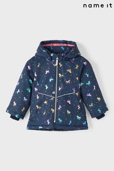 Name It Navy Girls Zip Up Hooded Rain Coat (L25000) | €40
