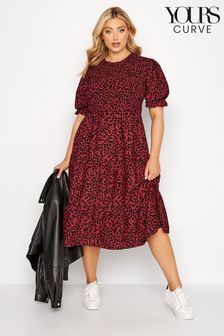 Yours Curve Red Shirred Frill Sleeve Dress (L25924) | 40 €
