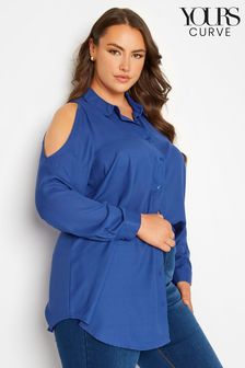 Yours Curve Blue Long Sleeve Cold Shoulder Shirt (L26320) | 31 €