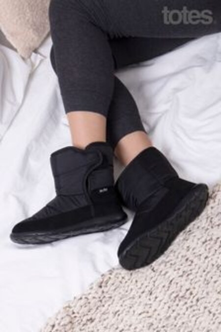 Totes Black Ladies Iso-Flex Quilted Boot Slipper (L26394) | 67 €