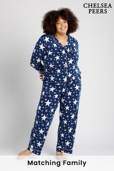 Chelsea Peers Blue Curve Curve Sparkle Star Button Up Pyjama Set (L30702) | €48