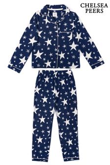 Chelsea Peers Blue Kids' Zebra Button Up Pyjama Set (L30715) | €40
