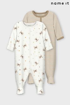 Name It White 2 Pack Organic Cotton Sleepsuit With Feet (L31660) | €28