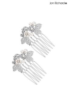 Jon Richard Silver Jessica Mini Floral Comb 2 Pack - Gift Pouch (L33417) | INR 2,013