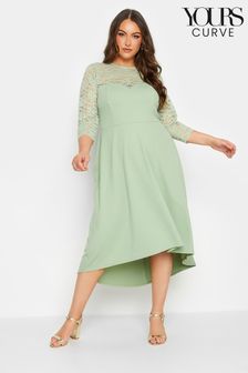 Yours Curve Green London Lace High Low Dress (L36869) | €25