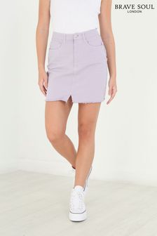 Brave Soul Purple Pastel Colour Frayed Hem Denim Mini Skirt (L37349) | €15.50