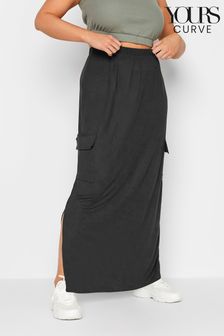 Yours Curve Black Maxi Cargo Skirt (L38688) | $64