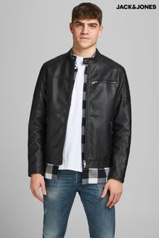 Schwarz - Jack & Jones Bikerjacke aus Lederimitat (L41424) | 54 €