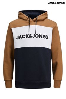 JACK & JONES Stone Colourblock Logo Hoodie (L41430) | SGD 44