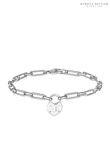 Simply Silver Silver Sterling Paper Link Lock Heart Bracelet (L45482) | kr554