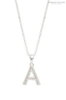 Simply Silver Silver Sterling Alphabet 'A' Necklace (L46511) | ₪ 113