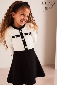 Lipsy Black and White Mini Cardigan Knitted Dress (L52347) | KRW45,700 - KRW49,000