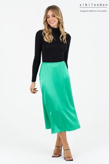Zibi London Green Regent Viscose Slip Skirt (L59533) | €50