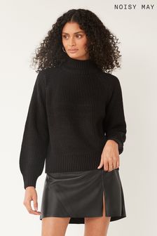NOISY MAY Black High Neck Jumper with Puff Sleeves (L60671) | 32 €