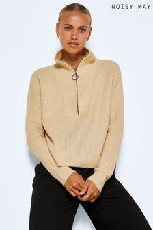 NOISY MAY Cream Cosy Quarter Zip Knitted Jumper (L60711) | 26 €