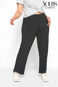Yours Black Curve 32 inch Pull On Wide Leg Trousers (L62074) | €20.50