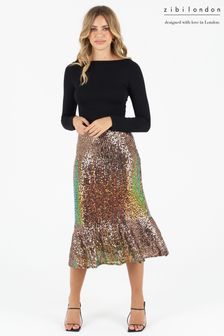 Zibi London Brown Chase Sequin Midi Skirt (L65063) | 33 €