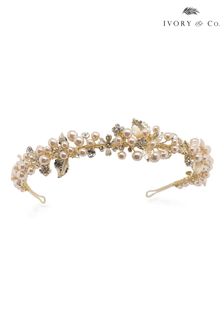 Ivory & Co Gold Oriana Crystal and Pearl Floral Enamelled Band (L66116) | €152