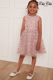 Chi Chi London Pink Floral Embroidered Midi Dress - Girls (L70972) | €71