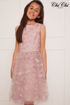 Chi Chi London Pink Floral Embroidered Midi Dress - Older Girls (L71027) | €39