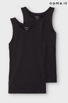Name It Black Organic Cotton 2 Pack Vests (L72915) | ₪ 60