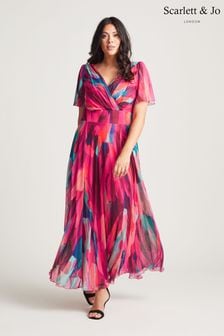 Scarlett & Jo Pink Isabelle Print Float Sleeve Maxi Dress (L74523) | R1 886