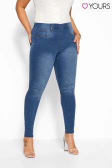 Yours Curve Mid Blue Pull On Bum Shaper Lola Jeggings (L75690) | $48