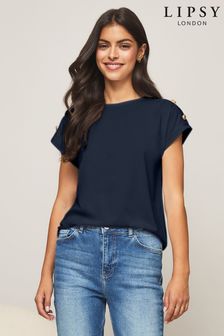 Bleumarin - Tricou cu guler rotund Lipsy (L82497) | 139 LEI