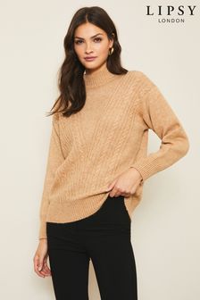 Lipsy Camel Longline Cable Jumper (L83340) | INR 3,824