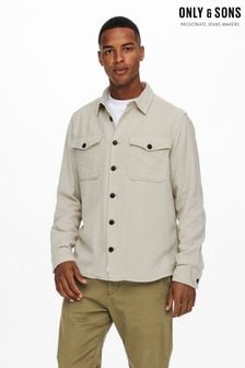 Only & Sons Stone Regular Fit Button Up Long Sleeve Flannel Overshirt (L83426) | $83