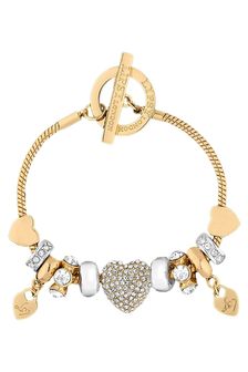 Lipsy Jewellery Gold Pave Crystal Heart Charm Bracelet (L88776) | €21