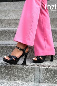 Linzi Black Zuni Platform Heeled Sandal With Wrap Around Ankle Strap (L92729) | 58 €