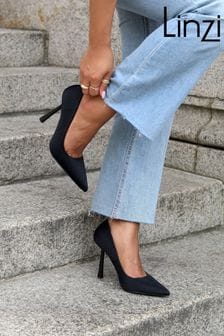 Linzi Black Adena Classic Pointed Court Shoe with Stiletto Heel (L96948) | 158 QAR